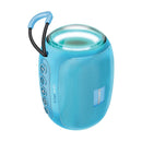 PROMATE 5W Wireless HD Bluetooth Portable Speaker with Built-in Lanyard. Battery Capacity 1200mA, Up to 6 Hours Playback, Supports Handsfree, Charge Time 3-4 Hours, Rainbow LED Lights. Blue Colour.