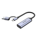 UNITEK HDMI to USB-C/A Adapter. Supports Resolution up to 4K@30Hz. Includes Both USB-C & USB-A Connectors. Space Grey Colour.