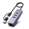 UNITEK 4-in-1 USB Multi-port Hub with 2-in-1 Connectors (USB-C & USB-A). Includes 3x USB-A 3.0 Ports, 1x Gigabit Ethernet RJ45 Port, Plug & Play. AluminiumIn Alloy Housing. Space Grey Colour. - Office Connect 2018