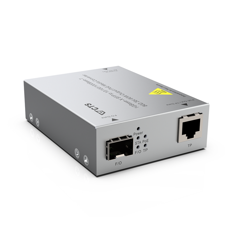 CTS 1GBase-X SFP to 10/100/1000 Base-T 802.3BT 90W Output POE Rugged Media Converter. Operating Temperature -20C to 60C (Environmental). *Optional Slim Mount & Power Supply Not Included.