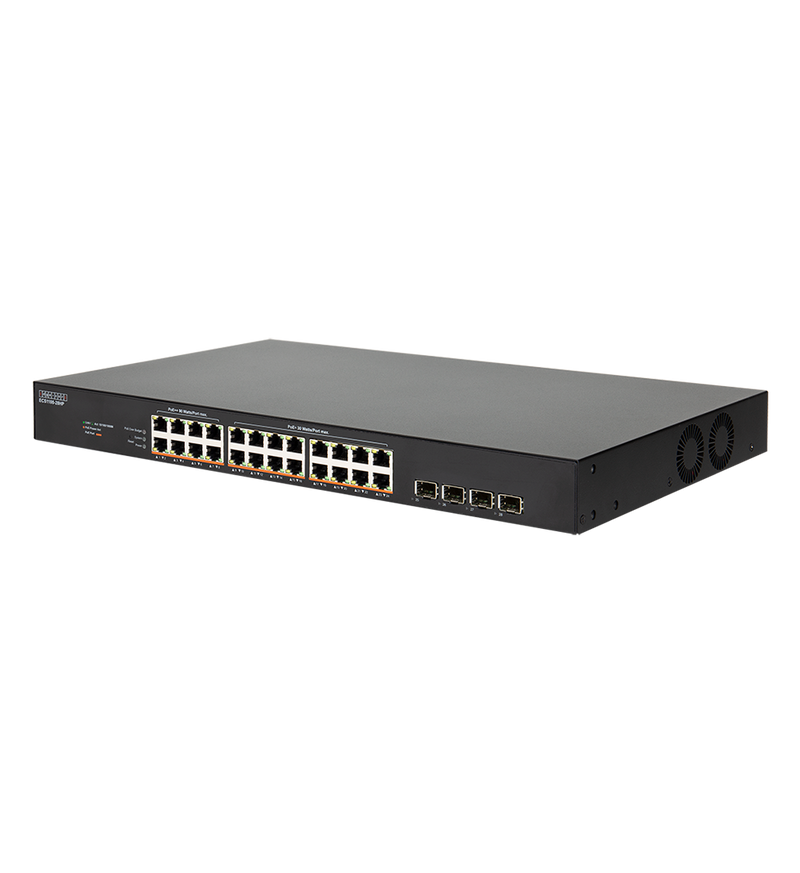EDGECORE 28 Port Lite L2 Smart Gigabit Web Managed PoE Switch with 24 PoE Ports (90W) and 4 SFP Ports. 480W Power Budget. 6KV Power Surge Protection. Fan-Cooled Design. - Office Connect 2018
