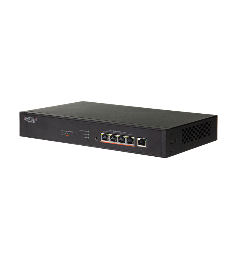 EDGECORE 5 Port Lite L2 Smart Gigabit Web Managed PoE Switch with 4 PoE Ports (30W). 120W Power Budget. 6KV Power Surge Protection. Fanless Design. - Office Connect 2018