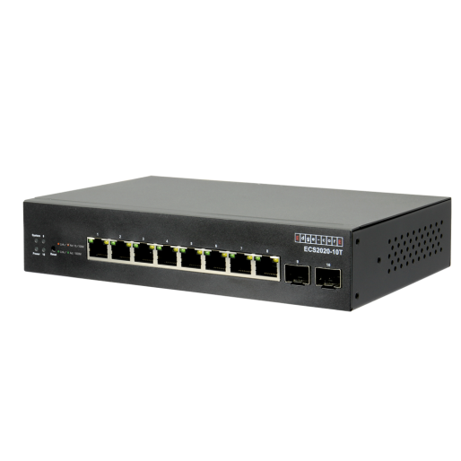 EDGECORE 10 Port Gigabit Web-Smart Ethernet Switch. 2 SFP & 8 RJ-45 ports. IGMP/MLP Snooping 4K VLAN. DDOS protection. Energy Efficient. Automatic voice/ surveillance VLANs. Layer 2 switch. - Office Connect 2018