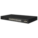 EDGECORE 28 Port Gigabit Web-Smart Ethernet Switch. 4 SFP & 24 RJ-45 ports. IGMP/MLP Snooping. 4K VLAN. DDOS Protection. Energy efficient. Automatic voice/ surveillance VLANs. Layer 2 switch.