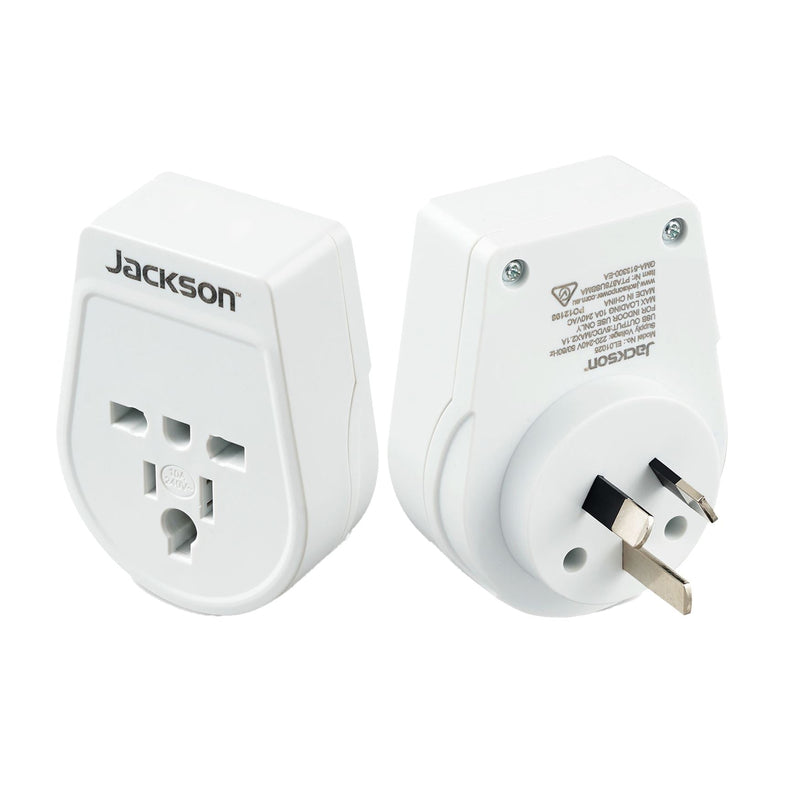 JACKSON Slim Inbound Travel Adaptor for use in NZ/AUS. USA, UK and Japanese Plugs.