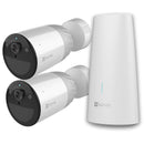 EZVIZ 2x Camera Wire-Free Security Kit. Includes 1x Base Station & 2x BC1 Outdoor WiFi Wire-Free Security Cameras with Long-Lasting 12900mAh Rechargeable Battery. Two-Way Talk, JUNE Promo - Includes FREE C1C-B - Office Connect 2018