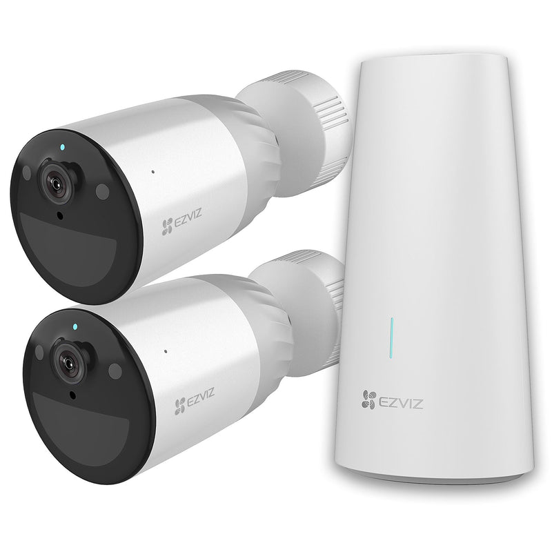 EZVIZ 4MP 2x Camera Wire-Free Security Kit. Includes 1x Base Station & 2x BC1 4MP Outdoor Camera with Long-Lasting 12900mAh Rechargeable Battery, Two-Way Talk, JUNE Promo - Includes FREE C1C-B