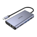 UNITEK 8-in-1 Multi-Port Hub with USB-C Connector. Supports PD100W & Includes 2x USB-A Ports, 1x HDMI Port (4K@30Hz), 1x VGA Port, 1x RJ45 Gig Ethernet JUNE Promo - Includes FREE C137W - Office Connect 2018