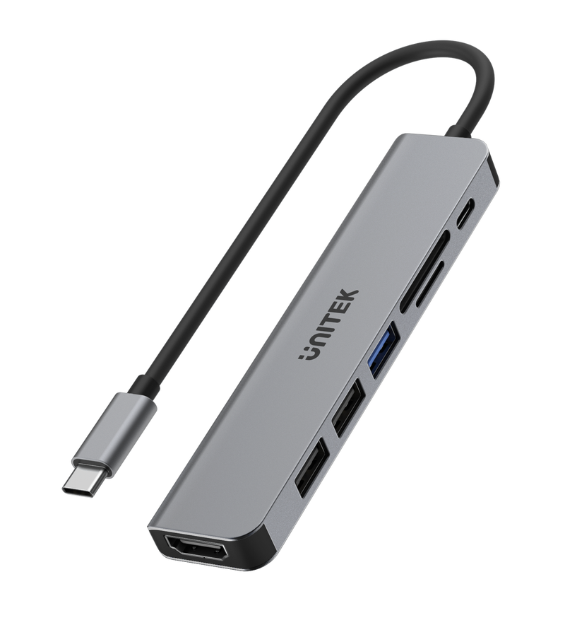 UNITEK 7-in-1 Multi-Port Hub with USB-C Connector. Includes 3x USB-A Ports, 1x HDMI, SD & MicroSD Slots, USB-C Charging Port with 100W PD. 5Gbps SuperSpeed Data-Sync. JUNE Promo - Includes FREE C137W