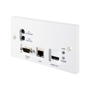 CYP HDBT HDMI Receiver Wall Plate 5Play: HDMI, PoE, (IR & RS323) & LAN. Inputs: 1x RJ45, 1x 3.5mm Stereo (1x IR Receiver) Outputs: 1x HDMI, 1x RJ45, 1x 3.5mm Stereo (1x STOCK CLEARANCE SALE - Office Connect 2018