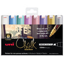 Uni Chalk Marker 8.0mm Bold Chisel Tip 8 Pack Metallic PWE-8K - Office Connect 2018