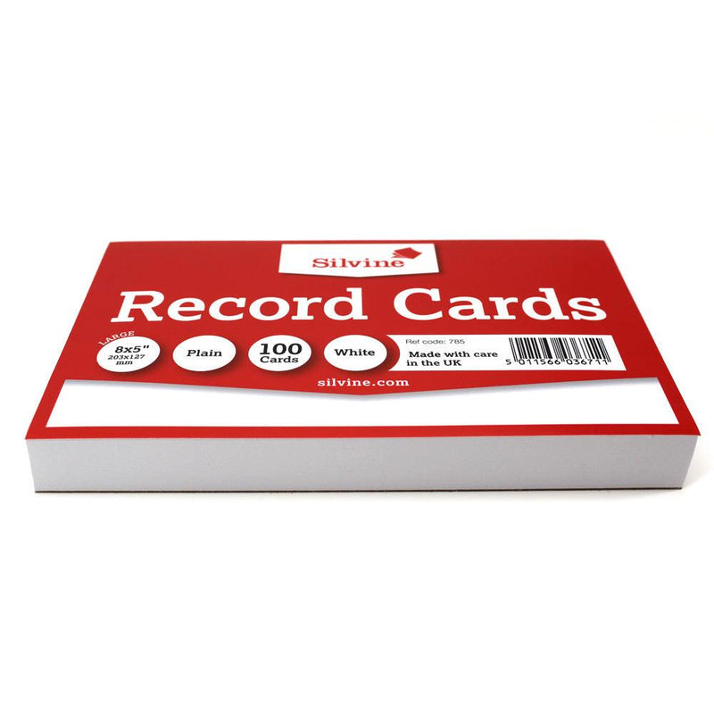 Silvine Record Cards 8x5 Plain - Office Connect 2018