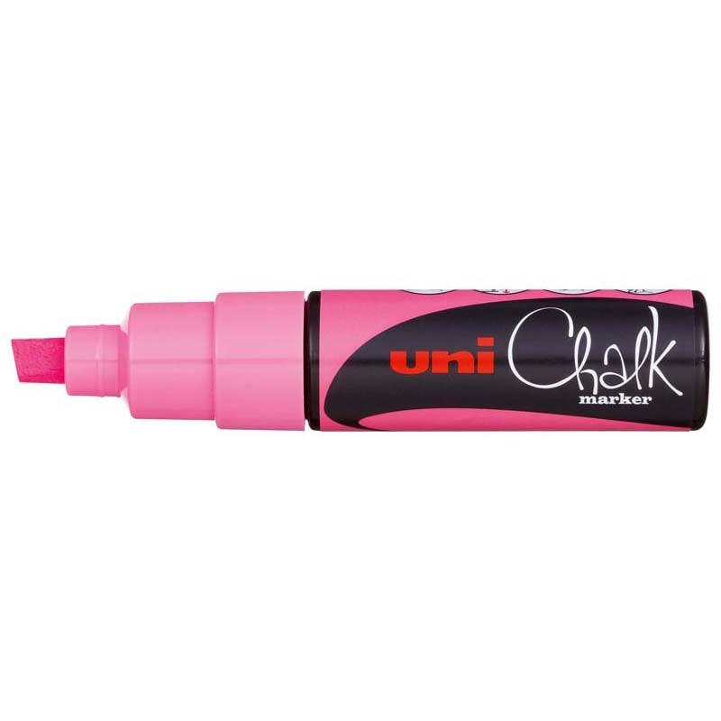 Uni Chalk Marker 8.0mm Chisel Tip Fluoro Pink PWE-8K - Office Connect 2018