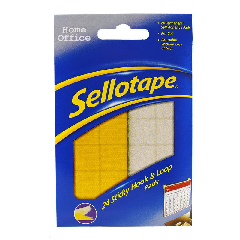 Sellotape Sticky Hook & Loop Pads Permanent 20mm 24 Pack - Office Connect 2018