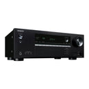 ONKYO 7.2-Channel 8K Smart AV Receiver. Dolby Atmos Height Virtualizer and DTS Virtual:X. HDMI 4 In, 2 Out (Main Out [eARC], Sub Out). Theatre Dimensional Virtual Surround Function. Black