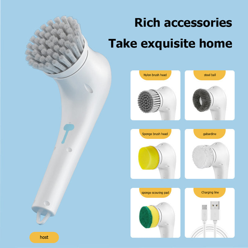Multifunctional Electric Handheld Kitchen Household Dishwashing Brush Handheld Scrubber Bathtub Sink Bathroom Kitchen Tile Cleaning Tool Drill Brush Set With 5 Heads - Office Connect 2018