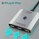 PROMATE 3-in-1 Triple HDMI Switch with 0.5m Cable. Supports 4K@60Hz. Manual Switch to Toggle Between Displays. Plug & Play. Compatible with Both Mac OS & Win OS. - Office Connect 2018