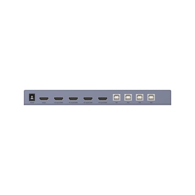 UNITEK HDMI KVM 4-in-1-Out Switch & Supports 4K@60Hz UHD. Includes 4x USB-A Ports, 4x HDMI Inputs & 1x HDMI Output Ports, 4x PC input Ports. Switch Buttons, LED Lights. Includes Cables.