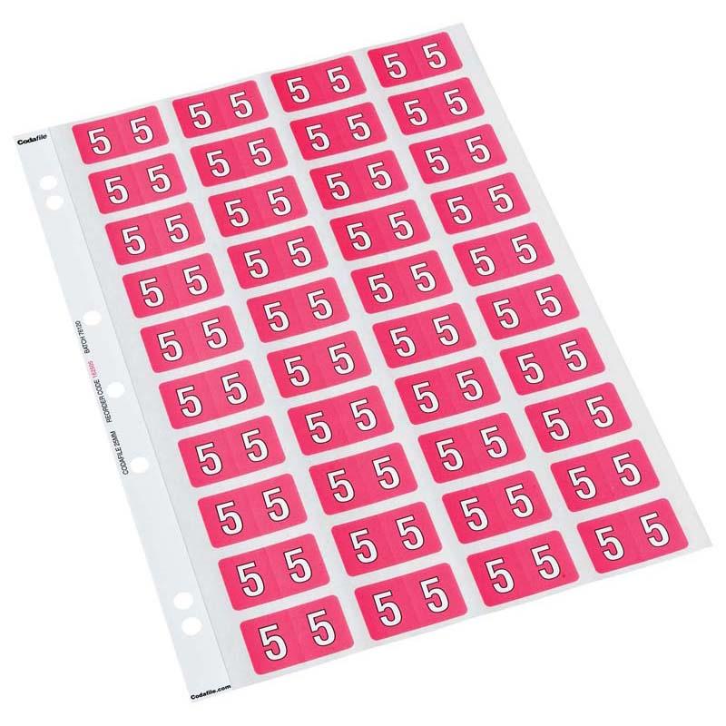 Codafile Label Numeric 5 25mm Pack 5 Sheets - Office Connect 2018