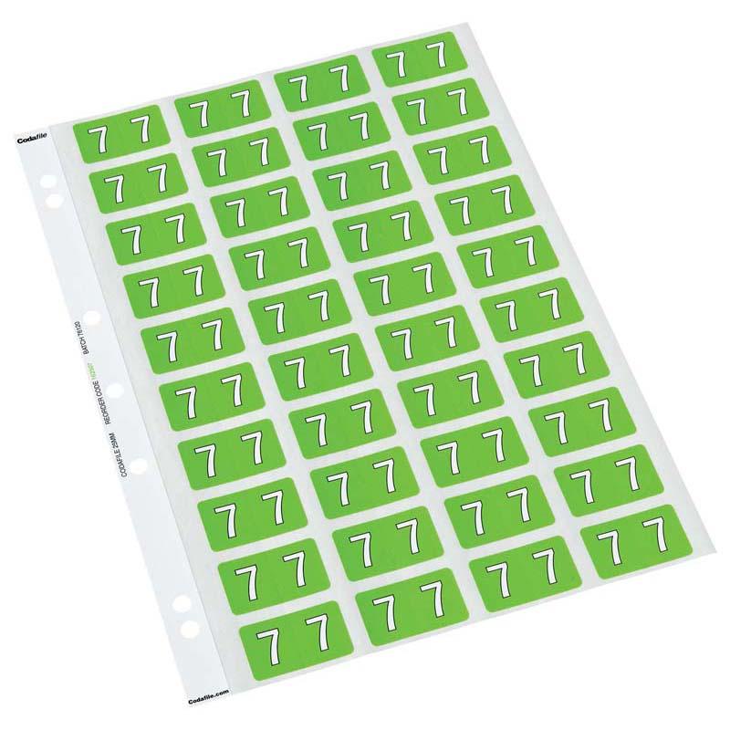 Codafile Label Numeric 7 25mm Pack 5 Sheets - Office Connect 2018