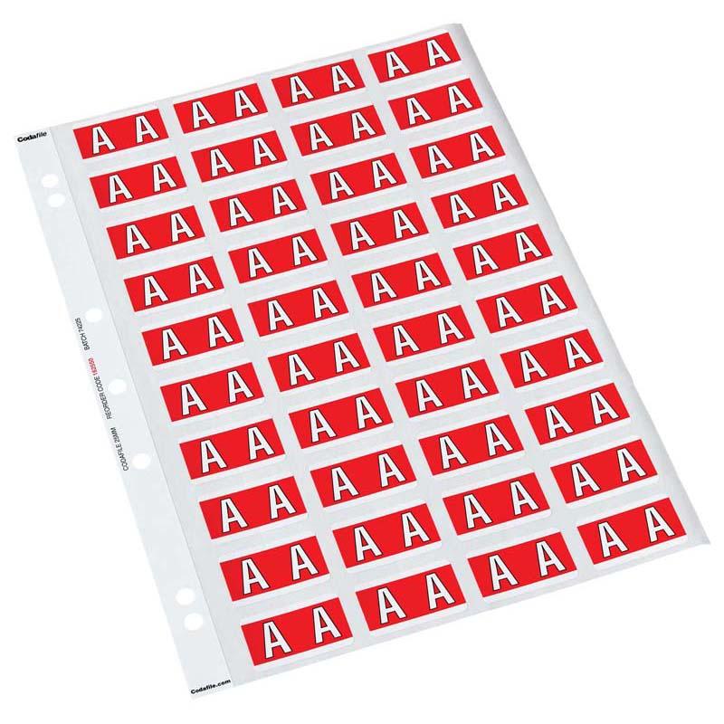 Codafile Label Alpha A 25mm Pack 5 Sheets - Office Connect 2018