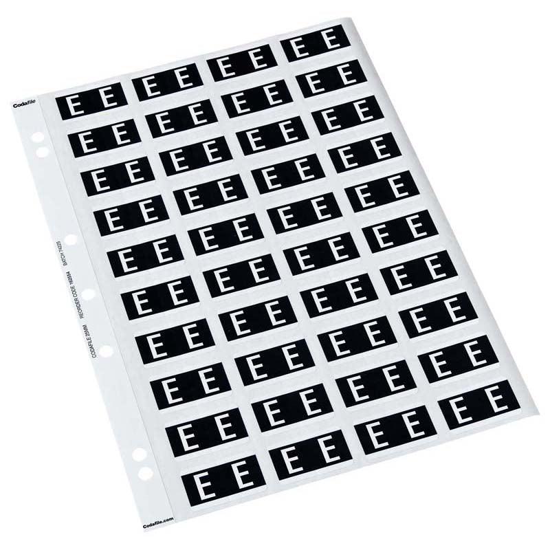 Codafile Label Alpha E 25mm Pack 5 Sheets - Office Connect 2018