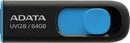 ADATA UV128 Dashdrive Retractable USB 3.0 64GB Blue/Black Flash Drive - Office Connect 2018