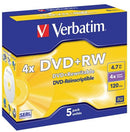 Verbatim DVD+RW 4.7GB 4x 5 Pack with Jewel Cases - Office Connect 2018