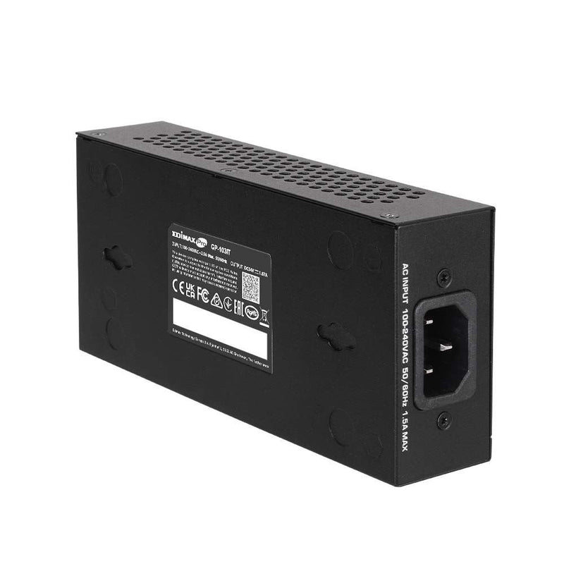EDIMAX 90W Gigabit PoE++ Injector. Delivers Power & Data up to 100m. Easy Plug & Play. Built-in Short Circuit Protection. Wall-mount & Metal Housing. - Office Connect 2018