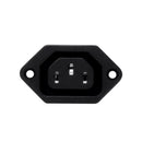 DYNAMIX IEC Female C13 Panel Mount Screw on Inlet Connector. Rated to 15A 250V AC. Black Colour