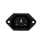 DYNAMIX IEC Female C13 Panel Mount Screw on Inlet Connector. Rated to 15A 250V AC. Black Colour