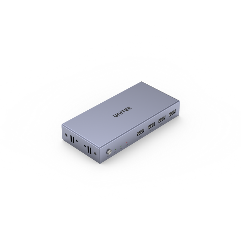 UNITEK HDMI KVM 2-in-1-Out Switch & Supports 4K@60Hz UHD. Includes 4x USB-A Ports, 2x HDMI Inputs & 1x HDMI Output Ports, 2x PC input Ports. Switch Button, LED Lights. Includes Cables.