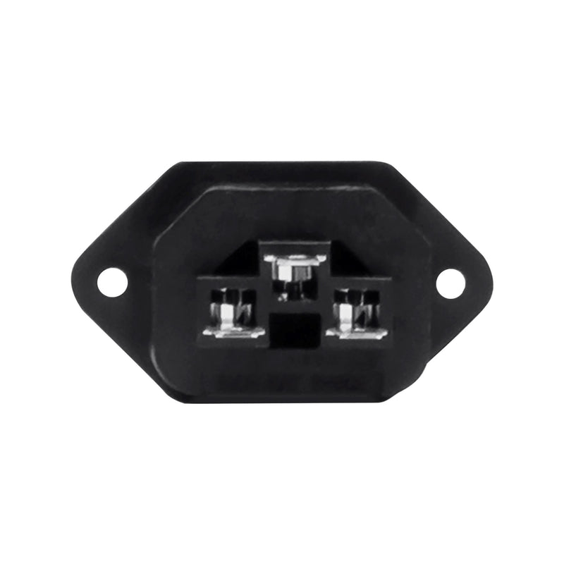 DYNAMIX IEC Female C13 Panel Mount Screw on Inlet Connector. Rated to 15A 250V AC. Black Colour