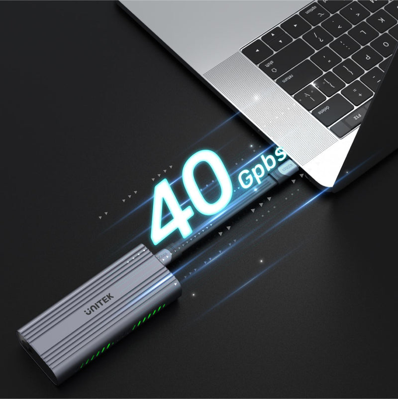 UNITEK SolidForce Reefer Pro USB4 to M.2 SSD (PCIe/NVMe) Enclosure. Supports up to 40Gbps (Thunderbolt 3/4). Hollowed Design for Superior Heat Dissipation. UASP for Speed Acceleration & TRIM Supported. - Office Connect 2018