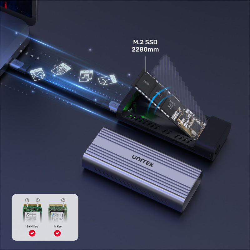 UNITEK SolidForce Reefer Pro USB4 to M.2 SSD (PCIe/NVMe) Enclosure. Supports up to 40Gbps (Thunderbolt 3/4). Hollowed Design for Superior Heat Dissipation. UASP for Speed Acceleration & TRIM Supported. - Office Connect 2018