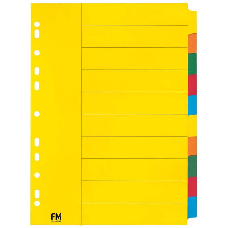 FM Indices A4 10 Tab Coloured Cardboard