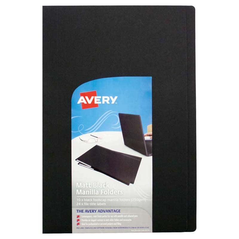 Avery File Folder Black 250gsm Foolscap Pack 10 - Office Connect 2018