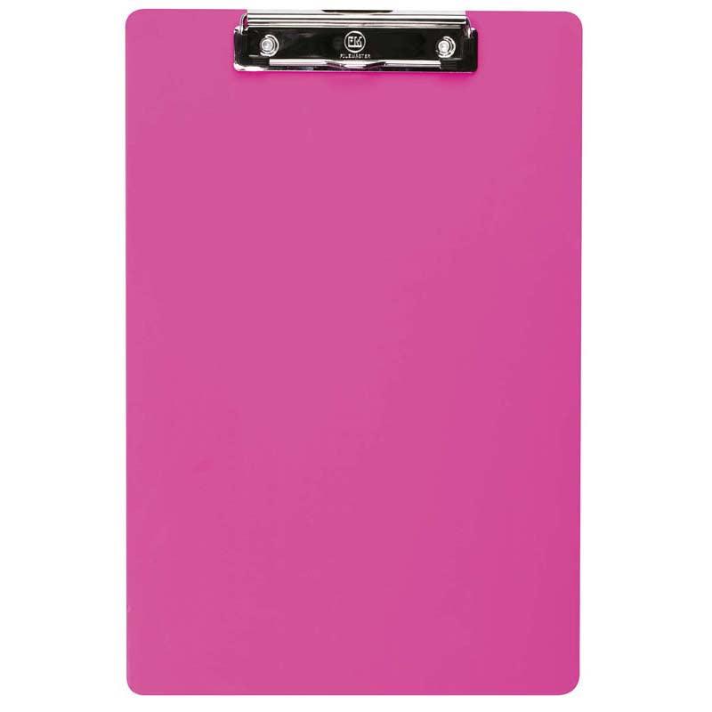 FM Clipboard Neon Pink Foolscap Transparent Plastic - Office Connect 2018