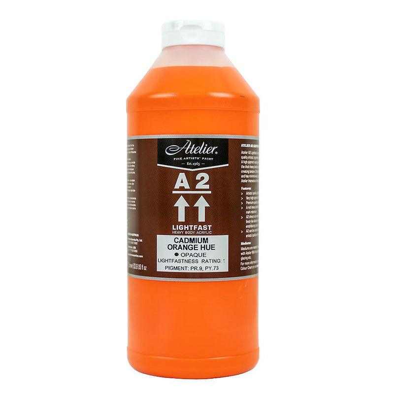 A2 Lightfast Heavybody Acrylic 1 Litre Cadmium Orange Hue - Office Connect 2018