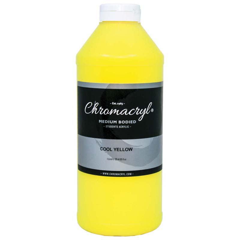 Chromacryl Acrylic Paint Student 1 Litre Cool Yellow - Office Connect 2018