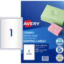 Avery Label L7567-25 Crystal Clear 1up 25 Sheets 199x289mm - Office Connect 2018