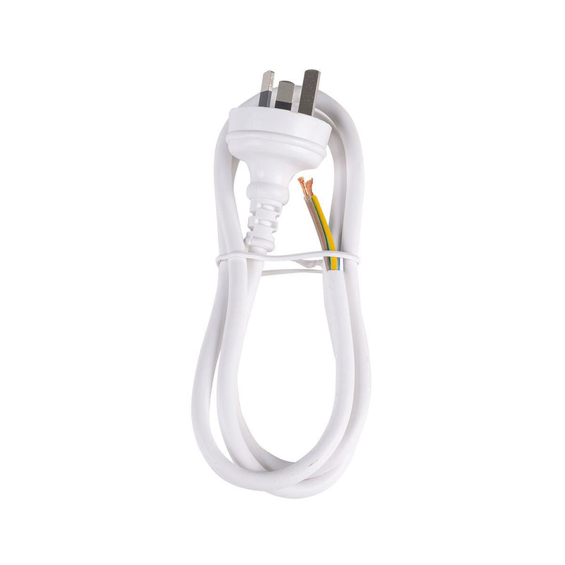 DYNAMIX 1M 3-Pin Plug to Bare End, 3 Core 1mm Cable, White Colour, SAA Approved - Office Connect 2018