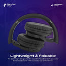 PROMATE High-Fidelity Stereo Deep Base Bluetooth Wireless Headphones. Up to 24 Hours Playing Time, Built-in 300mAh Battery, Flip & Fold Design, 10-15m Operating Distance, Wired or Wireless. Black