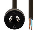 DYNAMIX 2M 2-Pin Plug to Bare End, 2 Core 0.75mm Cable, Black Colour, SAA Approved - Office Connect 2018