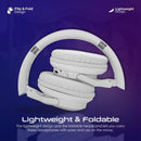 PROMATE High-Fidelity Stereo Deep Base Bluetooth Wireless Headphones. Up to 24 Hours Playing Time, Built-in 300mAh Battery, Flip & Fold Design, 10-15m Operating Distance, Wired or Wireless. White - Office Connect 2018