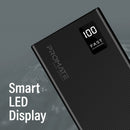 PROMATE 20000mAh Power Bank with Smart LED Display & Super Slim Design. Includes 2x USB-A & 1x USB-C Ports. 2A (Shared) Charging. Auto Voltage Regulation. Charge 3x Devices. Black Colour. - Office Connect 2018