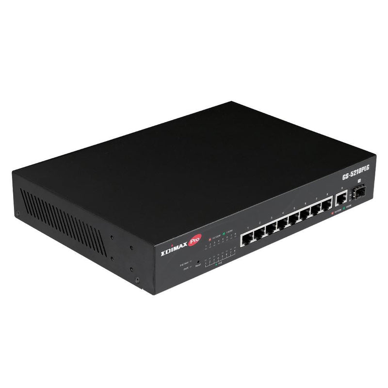 EDIMAX 10-Port Gigabit PoE+ Web Smart Switch with 1x SFP Port. Supports PoE+ up to 30W. Long Range PoE up to 200m. Powered Device Auto Detection. Supports 20Gbps Switching Capacity. Rack Mount - Office Connect 2018