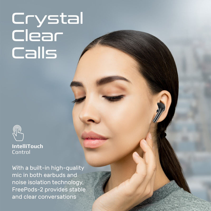 PROMATE In-Ear  Bluetooth Earbuds with Intellitouch and 350mAh Charging Case. Built in Microphones and Noise Isolation. Up to 5 Hours Playback. Smart Auto-Pairing. Ergonomic Design. Black.