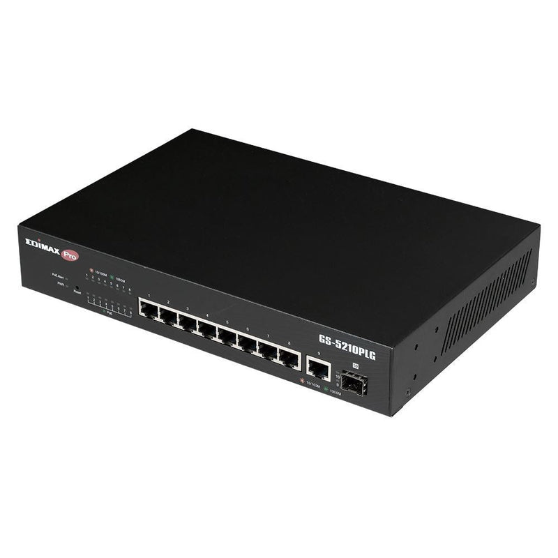EDIMAX 10-Port Gigabit PoE+ Web Smart Switch with 1x SFP Port. Supports PoE+ up to 30W. Long Range PoE up to 200m. Powered Device Auto Detection. Supports 20Gbps Switching Capacity. Rack Mount - Office Connect 2018