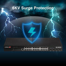 EDIMAX 28-Port Gigabit Web Smart Rack-mount Switch. 24 Gigabit Ethernet Ports and 4 10GbE SFP+ Uplink Ports. Supports 6KV Lightning Surge Protection. Rack-mount Kit Included. - Office Connect 2018